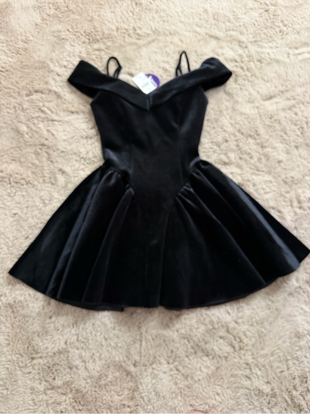 Windsor Black Velvet Off-Shoulder Party Dress